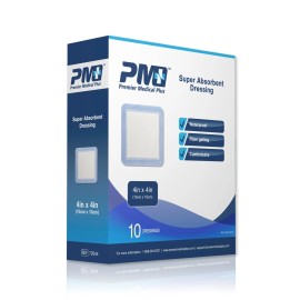 Premier PMP Super Absorbent Dressing 4"x4" (Box of 10)