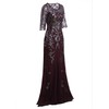 Vijiv Vintage 1920s Long Wedding Prom Dresses 2/3 Sleeve Sequin