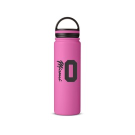 ALLNTRENDS Miami 10 Botella de agua Sport Miami Soccer aspiradora Botella de 24 onzas (rosa)