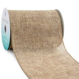 CT CRAFT LLC Burlap Fabric Wired Ribbon 6" x 10 Yards Natural Color for Christmas Home Wedding Decor Gift Wrapping Tree Topper Bow Wreath Bouquet DIY Crafts