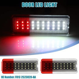 A ABSOPRO Door Light LED Door Reflector Panel Courtesy Light Warning Light Lamp F81Z-2523820-AA for Ford Excursion 2000-2005 White Red LED Clear Lens 1 Pair
