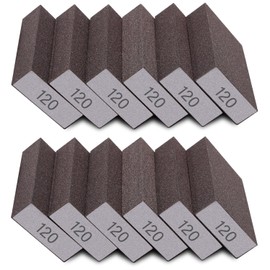 Tanbupu 12Pcs Sanding Sponge 120# Grit Medium Sanding Blocks for Drywall Metal Wood Washable and Reusable