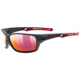 uvex Protection,Sports Polarized Rectangular Glasses, Black Mat Red/Red, Taille Unique