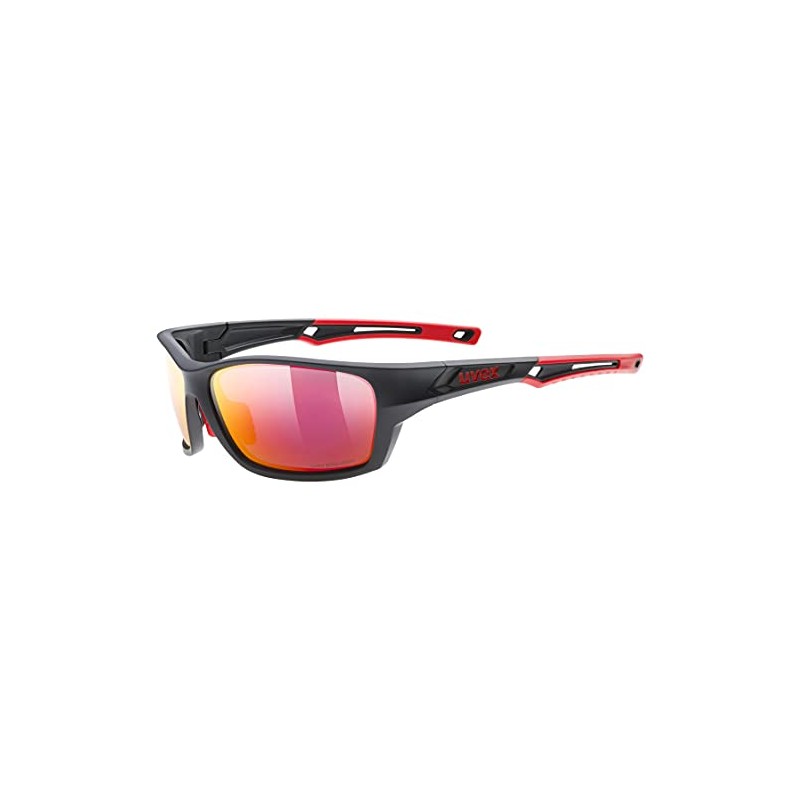 uvex Protection,Sports Polarized Rectangular Glasses, Black Mat Red/Red, Taille Unique
