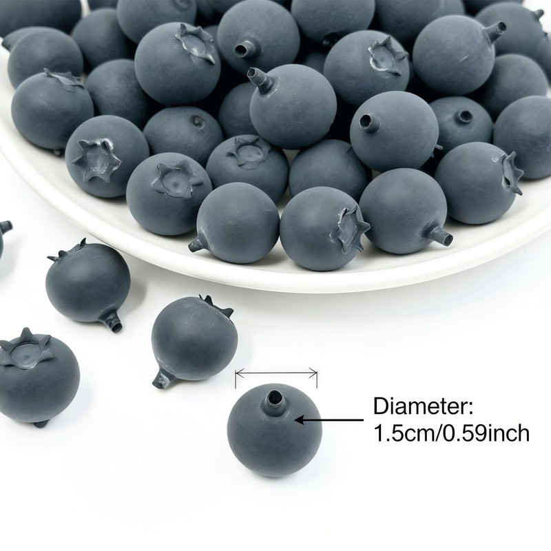 80PCS Fake Blueberry, Miniatures Kitchen Food, Lifelike Foam Blue Berries