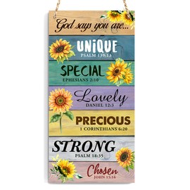 Ycyfckdr Christian Decor For Home, God Says You Are Wall Art Wooden Sign, Home Office Bedroom Living Room Religious Hanging Sign, Set of 1 Wooden Sign With Rope - H18