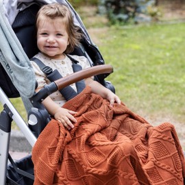 Do What You Love – Knit Baby Blanket for Girls and Boys, Soft Cozy Organic Cotton, Receiving Swaddle Crib Stroller Quilt Blanket for Baby Gift Registry for Newborns, Infants, Toddlers (Cinnamon)