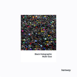 Hemway Black Holographic 5 Size Glitter Mix 120g/4.2oz Fine Chunky Metallic Resin Craft Multi-Size Glitter Flake Sequin Shaker for Epoxy, Hair Face Body Eye Nail Art Festival, DIY Party Decorations