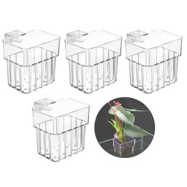 Wzenclave 4-Pack Clear Aquarium Plant Holders with Hooks, Hanging Aquatic Planter Cups for Aquarium Decor, Ideal for Live Aquarium Plants and Fish Tank Decorations (4)