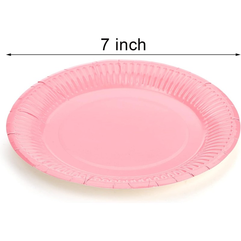 Colorful Round Disposable Paper Plates - 50Pcs Rainbow Party Dinner
