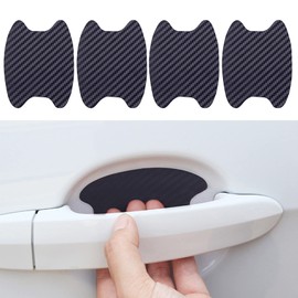 4PCS Car Door Handle Sticker, 3D Carbon Fiber Anti-Scratches Car Door Cup Protectorm, Non-Marking Auto Door Handle Scratch-Resistant Protective Film, Universal for Most Car Handles