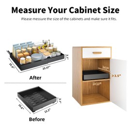 Oroonoko Expandable Pull-Out Cabinet Organizer,Heavy Duty 16.6‘‘Deep Slide out Drawers Fixed with Adhesive Nano Film for Pantry,Pot and Pan Organizer,Kitchen Under Cabinet Storage 1Pack(Black)