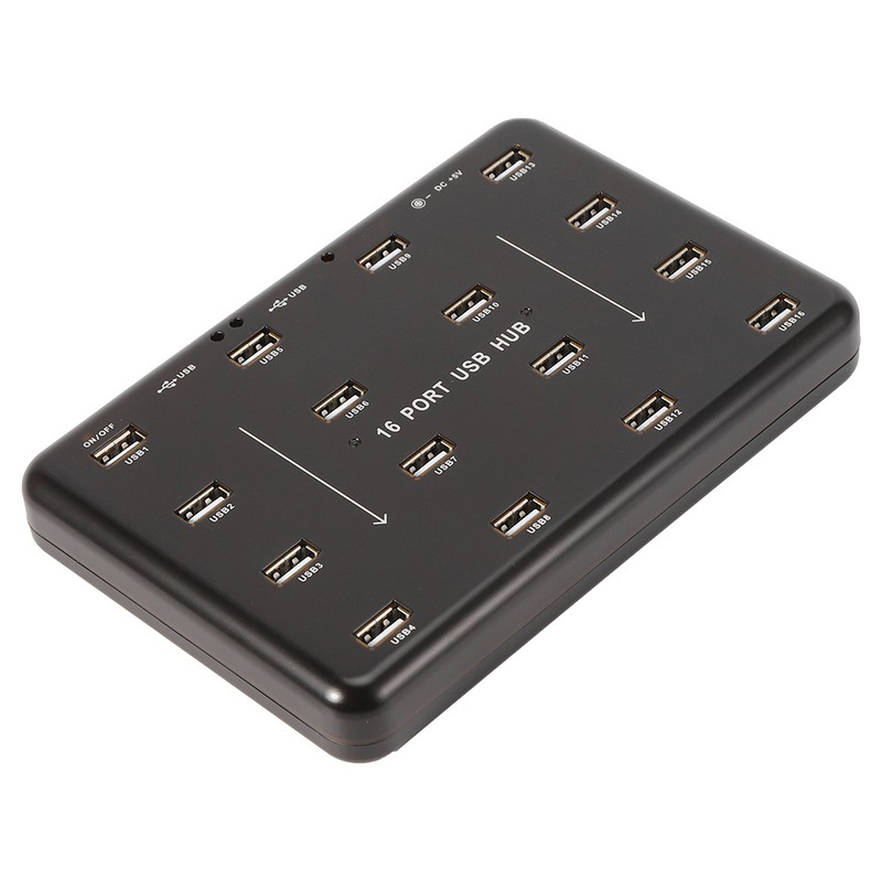 16‑Port Hub Industrial USB2.0 Expander Ultra‑High‑Speed 5V 3A Power Adapter(100‑240v)