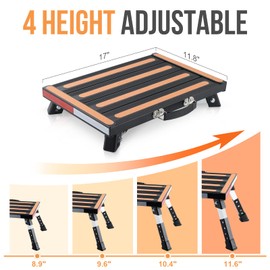 Yagud RV Stool, Adjustable Height Folding Step Stool with Non-Slip Surface, Rubber Feet, Handle and Reflective Strips, Aluminum Platform Step Supports Up to 1000lbs, Black