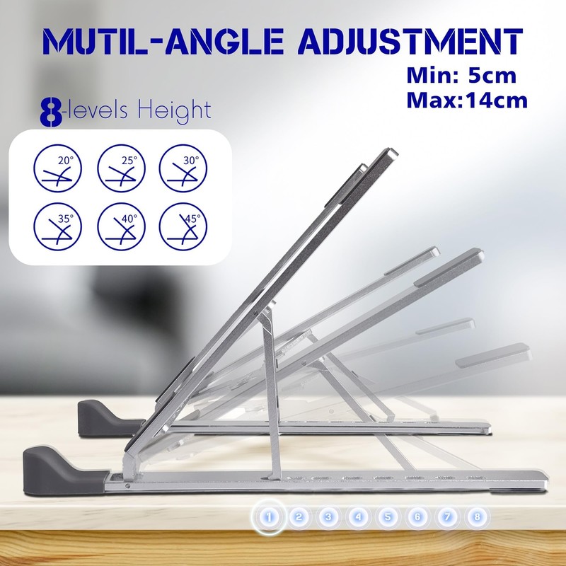POWERSUP Laptop Stand for Desk, Adjustable Laptop Stand with 8