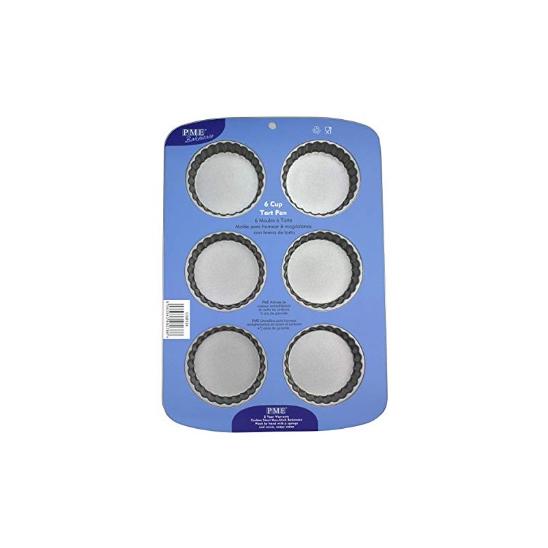 PME Non Stick 6 Cup Tart Pan, Carbon Steel