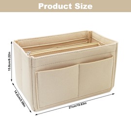 Aleker Handbag Organiser Insert, Multi-Pocket Felt Bag Organiser Insert, Purse Organiser, Large Capacity Tote Bag Organiser with Zips, Bag Divider Organiser for Women(Beige,Medium)