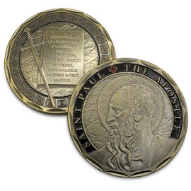 Aizics Mint St Paul Coin, Paul The Apostle Catholic Challenge Coin, Religious Coin Collectibles, Bronze Iron Plated, 38mm x 2mm