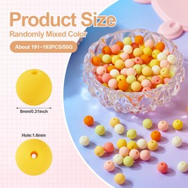 PandaHall 190pcs 8mm Matte Acrylic Beads Rubberized Round Loose Beads Frosted Craft Beads Bulk for DIY Beading Pens Lanyard Keychain Jewelry Making