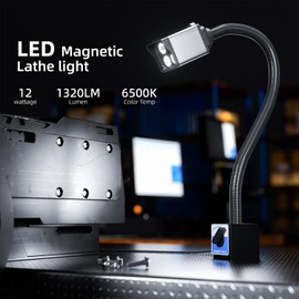 2023 New Magnetic Light, 12W Magnetic Lathe Light, IP66 WaterProof Led Machine Light 1200 Lumens for CNC Machine Milling Machine, Drill Press Lighting