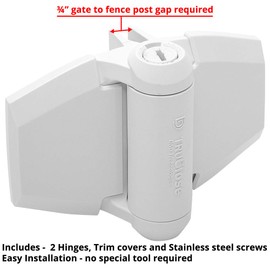 D&D Technologies TCA3L2S3WTS TruClose Regular Duty Gate Hinges, for Self Closing Wood and Vinyl Gates up to 66 Pounds, White, 2 Count