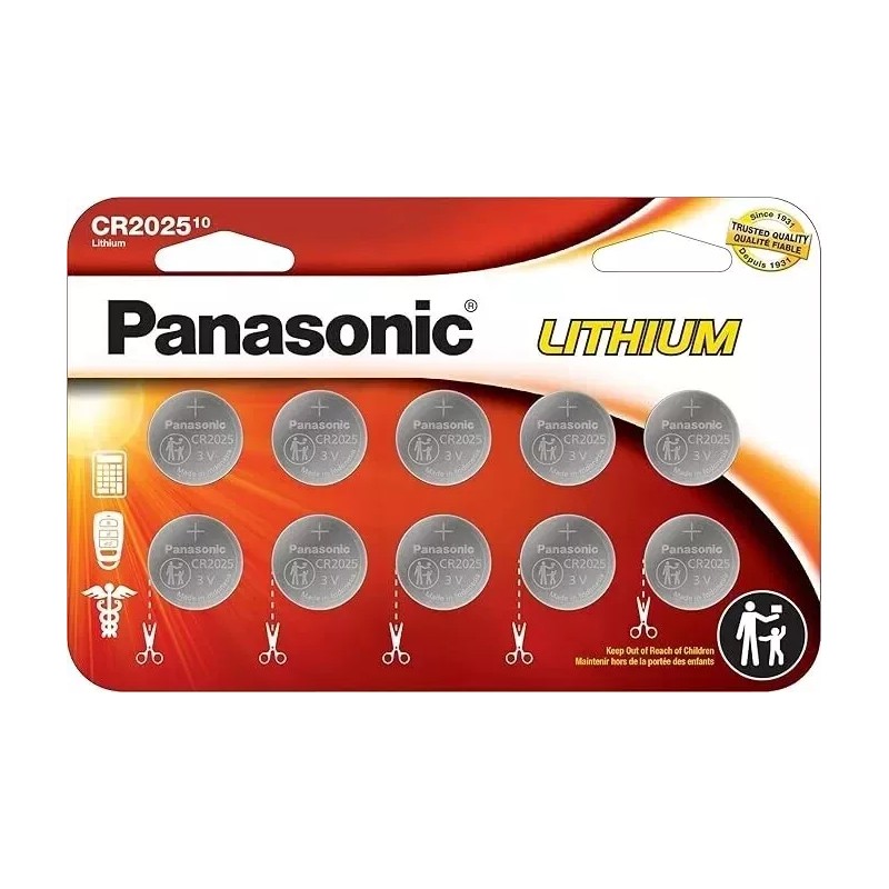 Panasonic 10 x PANASONIC LITHIUM BATTERY 3V CR2025 CR 2025