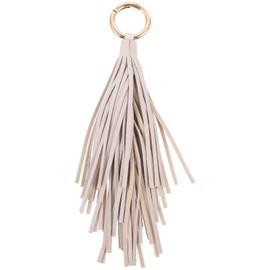 VALICLUD Leather Tassel Key Backpack Charm Tassel Charms with Clasp Tassel Key Chains Charm Cellphone Key Decoration Leather Tassels for Keychain Bag Charm Pendant Handbag White, White,