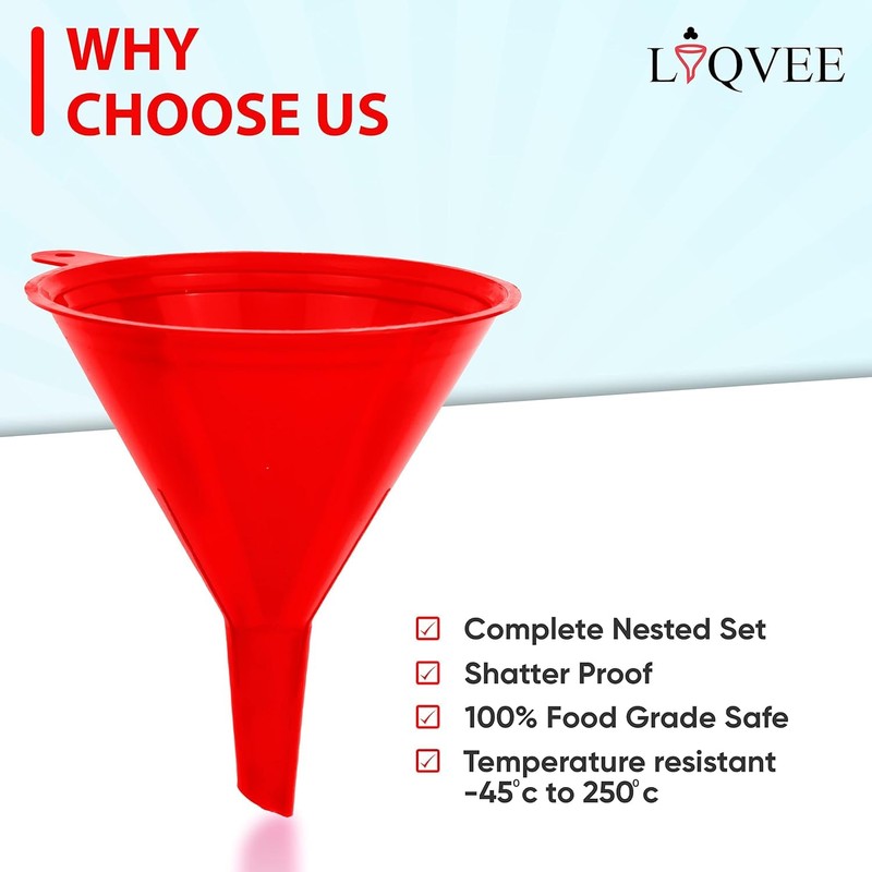 Liqvee Funnel Red in 4 Different Sizes (122, 101, 76