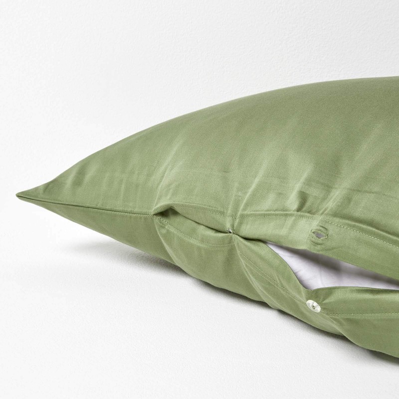 HOMESCAPES Moss Green Organic Cotton V-Shape Pillowcase 400TC 600 Thread