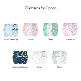 insular SU3007 3PCS Baby Swaddle Wrap Blanket Soft Cotton Infant Sleeping Blanket with Cute Ocean Ships Pattern for Newborn Baby Boys Girls