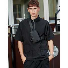 A-QMZL Chest Bag Shoulder Bag Men Waterproof Casual Mini Shoulder Bag Crossbody Bags Small Phone Bag, black, Boga