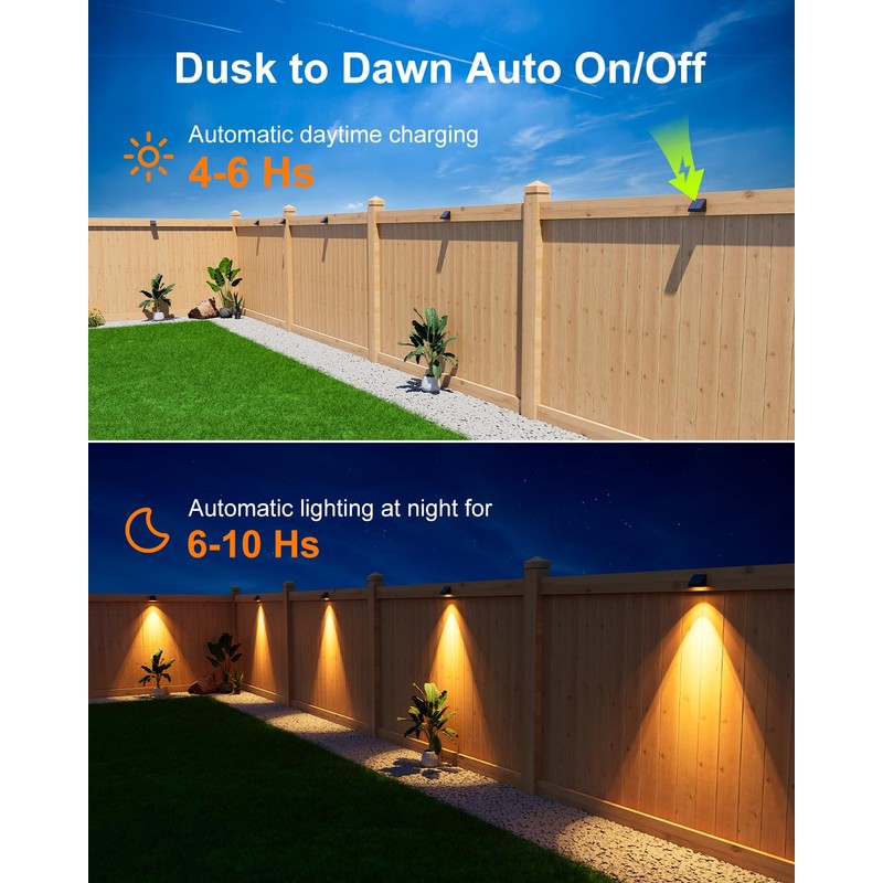 16 Pack Decoration Solar Powered Fence Lamps Outdoor Waterproof with