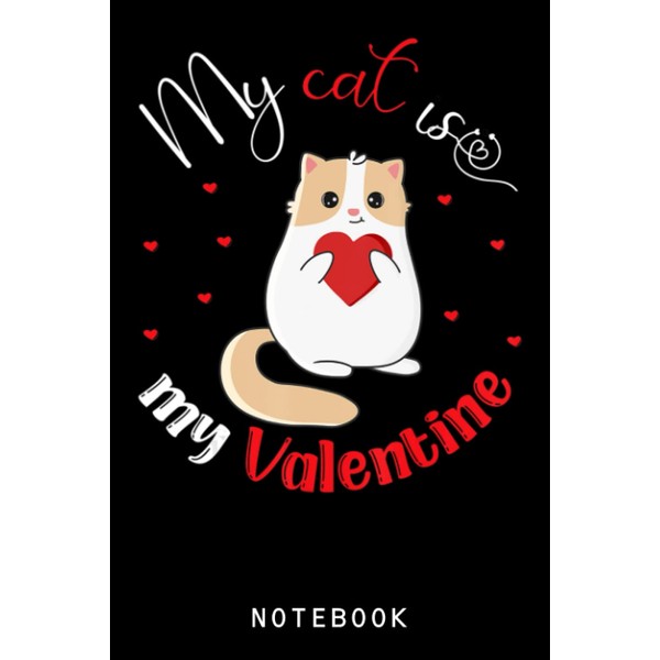 Valentines Day Heart Anime Cat Love Notebook: Lined 6 x