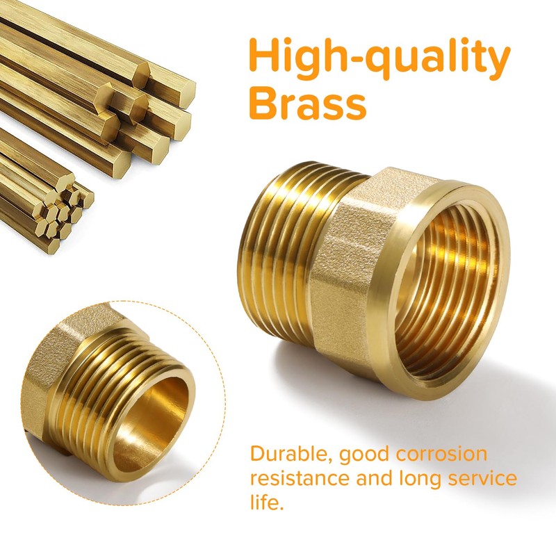 Lyeteung G1 Female Thread to G1 Male Thread Brass Octagonal