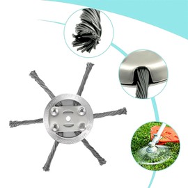 Snaste Universal Steel Wire Grass Trimmer Head, 6Inch Metal Weed Wacker Blade Replacement, Indestructible Trimmer Head Weed Puller Tool for Most Lawn Mower