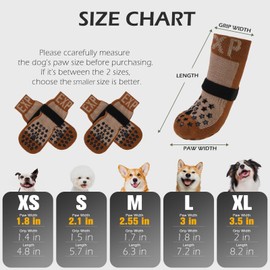 EXPAWLORER Anti Slip Dog Socks to Prevent Licking Paws - Dog Booties for Hardwood Floors, Pet Paw Protectors with Grippers for Winter Outdoor,Dog Boots Shoes for Small Medium Large Dogs,Stars Khaki M