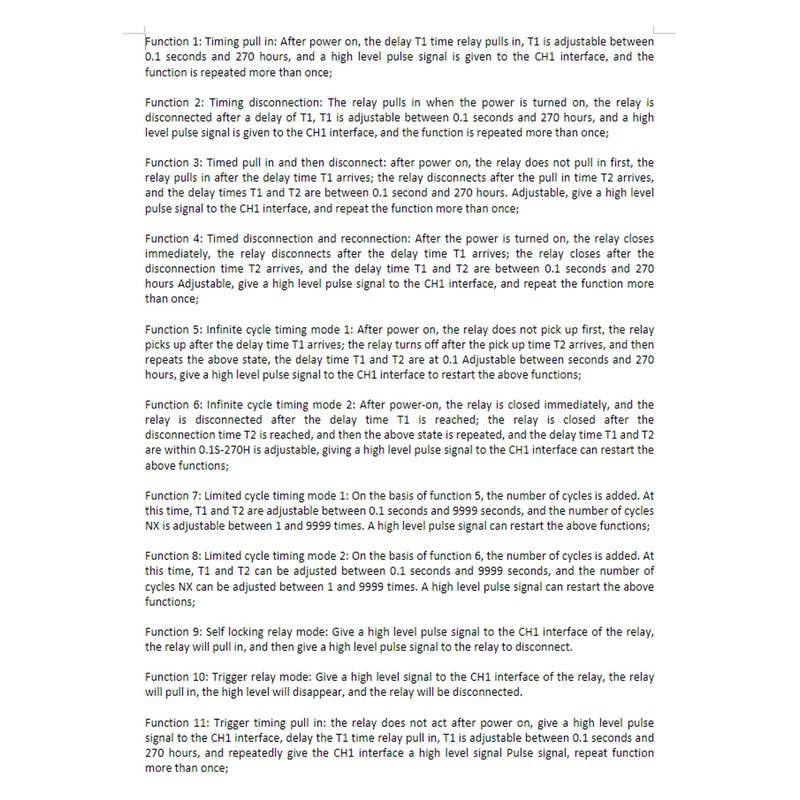 Time Delay Relay Module 18 Functions Timing Delay Cycle Self