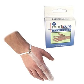 SIZE MEDIUM PAIR OF MEDISURE FIRSTAID PREMIUM ADJUSTABLE RE-USABLE MEDICAL PROTECTIVE TRANSPARENT PVC FINGER STALL
