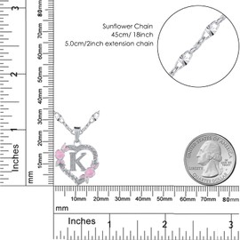 Qitian Christmas Gifts for Her Initial Heart Necklace for Women Heart Silver Letter K Name Alphabet Pendant Necklace for women Gift