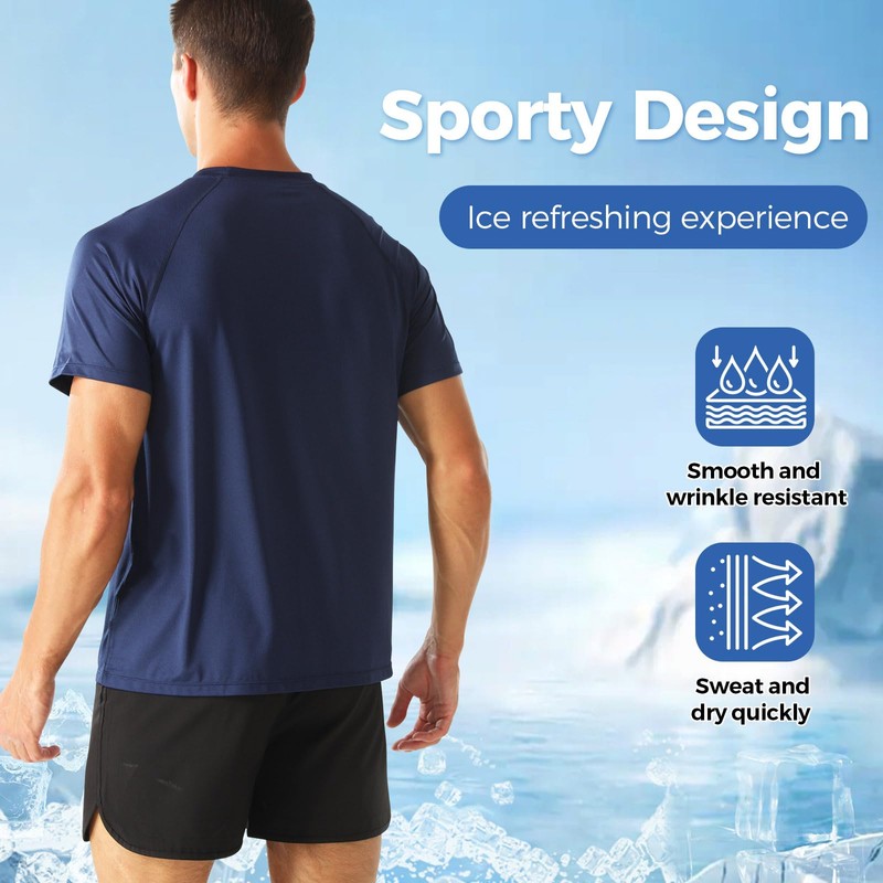 HYCOPROT Men's Quick Dry Workout Shirts - Moisture Wicking Short