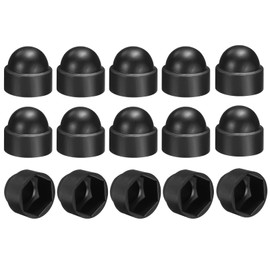 sourcing map 15Pcs Hex Nut Cover, M14x21x24mm Plastic Dome Nut Protection Cap Hex Screws Bolt Covers for Indoor Outdoor Furniture Automotive Bolts Decoration, Black