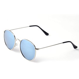Contacta Rebel Silver Blue Lens - Sunglasses with Polarised Lenses - Metal Silver/Gold Frame with Lens Green Gold Blue - Men Women - Microfibre Glasses Case - 16 g