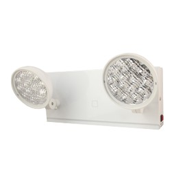 TANLUX New York City Approved Emergency Light, Emergency Lights with Battery Backup, White Steel Housing, AC 120/277V, Two Heads On Front Shell