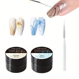 finger secret Spider Nail Gel polish Gold & Blue Spider Gel,Nail Spider Gel Set Spider Gel Drawing Gel Nail Polish Set Nail Art Wire Drawing Gel for Line with Nail Art Brushes