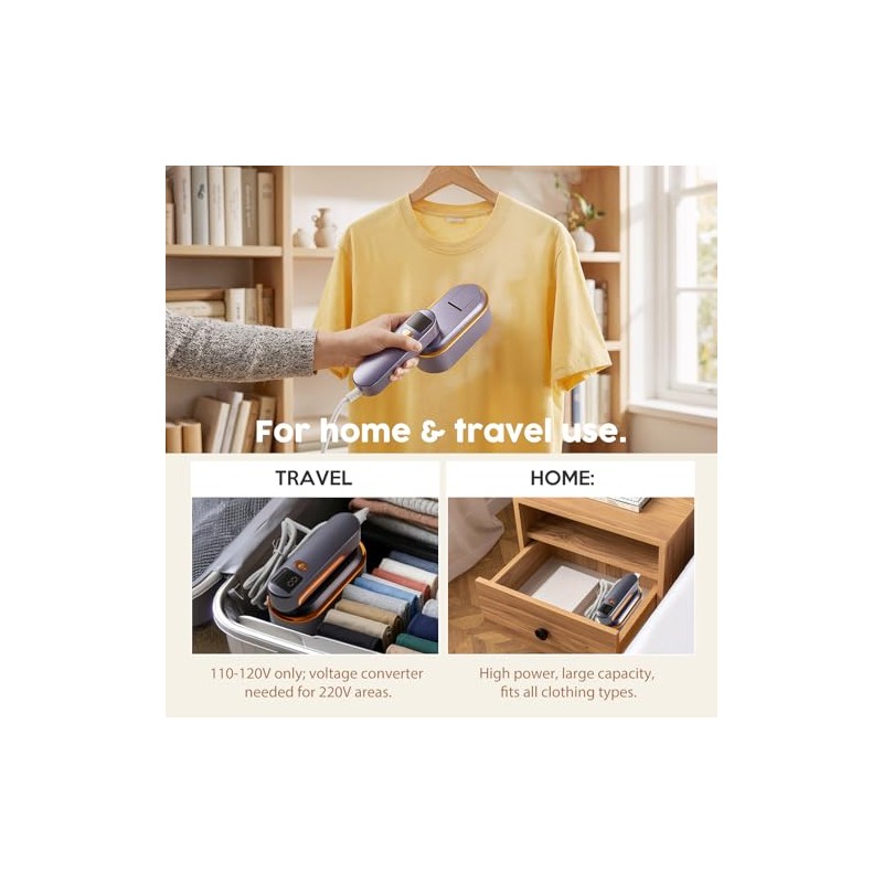 Droyek 2-in-1 Portable Travel Steamer & Iron - Fast Heat