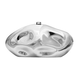 Tmore Acrylic Evening Bag Shell Clutch Purse for Women Irregular Crossbody Clutch with Chain for Party Wedding Prom (Silver)