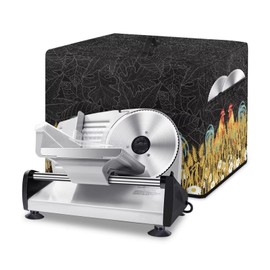 NETILGEN Deli Meat Slicer Dust Cover Food Slicer Machine Cover Cold Cuts Slicer Cover with Side Pocket for Slicer's Accessories Ideal for Kitchen Home Decoration, Rooster Daisy Wheat