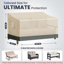 Extra Heavy Duty 2 Seater Outdoor Loveseat Cover Waterproof Up to 8000pa, Patio Furniture Sofa Covers with Air Vent, Outdoor Bench Cover, 58" W x 33" D x 31"H