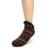 MUK LUKS Men's Ankle Cabin Sox Slipper, Crimson/Walnut, Small-Medium
