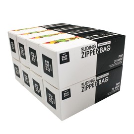 Pint Slider Storage Bags- 200 Count, Featuring Expandable Bottom, Zero BPA, Microwave-Safe(8 boxes of 25)